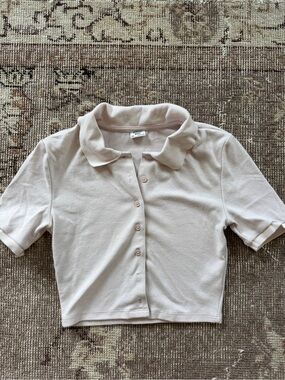 Sunday Best Cropped Polo Top in Soft Cream
